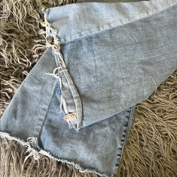 AEO wide flare leg Women's Blue Jeans 14 next level stretch retro bell bottoms 🦅 - Picture 3 of 7